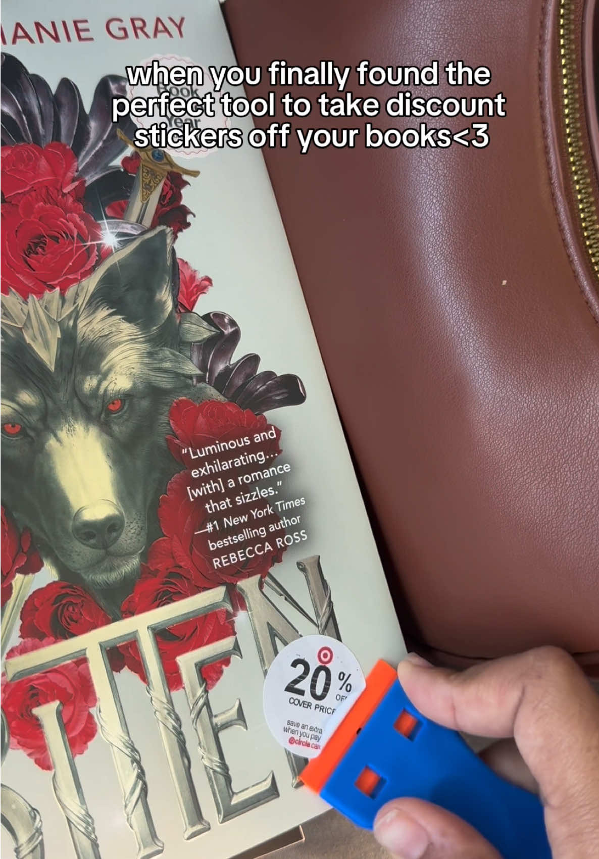 Was only using one hand here and still no damage on my book🤭 #discountbooks #bookstickers #stickerremoval #tiktokshopfinds #toolsforlife 