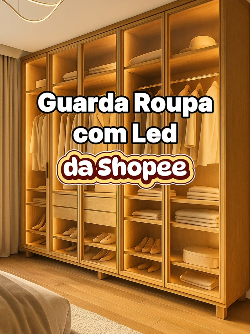 Guarda Roupa com Led. Deixa seu quarto com cara de rica.#lindo#espaco #quartolindo  link do produto: https://s.shopee.com.br/6KvUuA4WUx