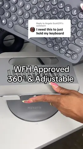 Replying to @Angela Scott291 WFH Approved 360° Adjustable Rotating laptop stand works with your keyboard  too ✅✅✅ #wfhmom #wfhlife #laptopstand #keyboard #wfh 