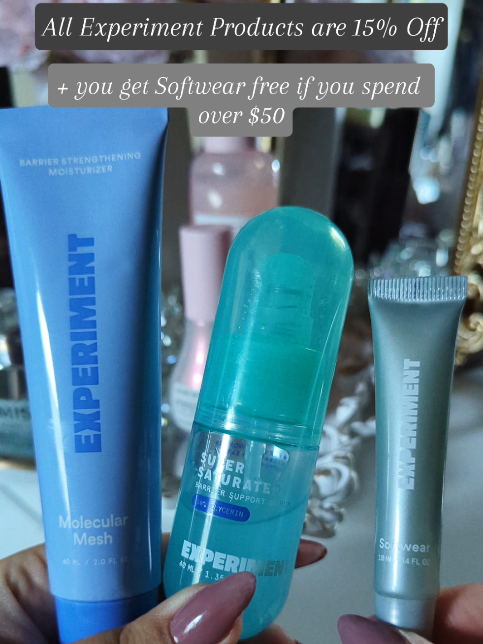 just a little FYI if you've been waiting to try @Experiment Beauty or need to restock, now is the perfect time as all products are 15% off ✨ Plus if you spend over $50, you get Softwear free, which is their amazing hydrating lip balm. Don't sleep on this sale! my dry skin has been loving these products from Experiment and yours will too 🩵 #experimentbeauty #experiment #tiktokfalldealsforyou #dryskincare #autumnskincare 