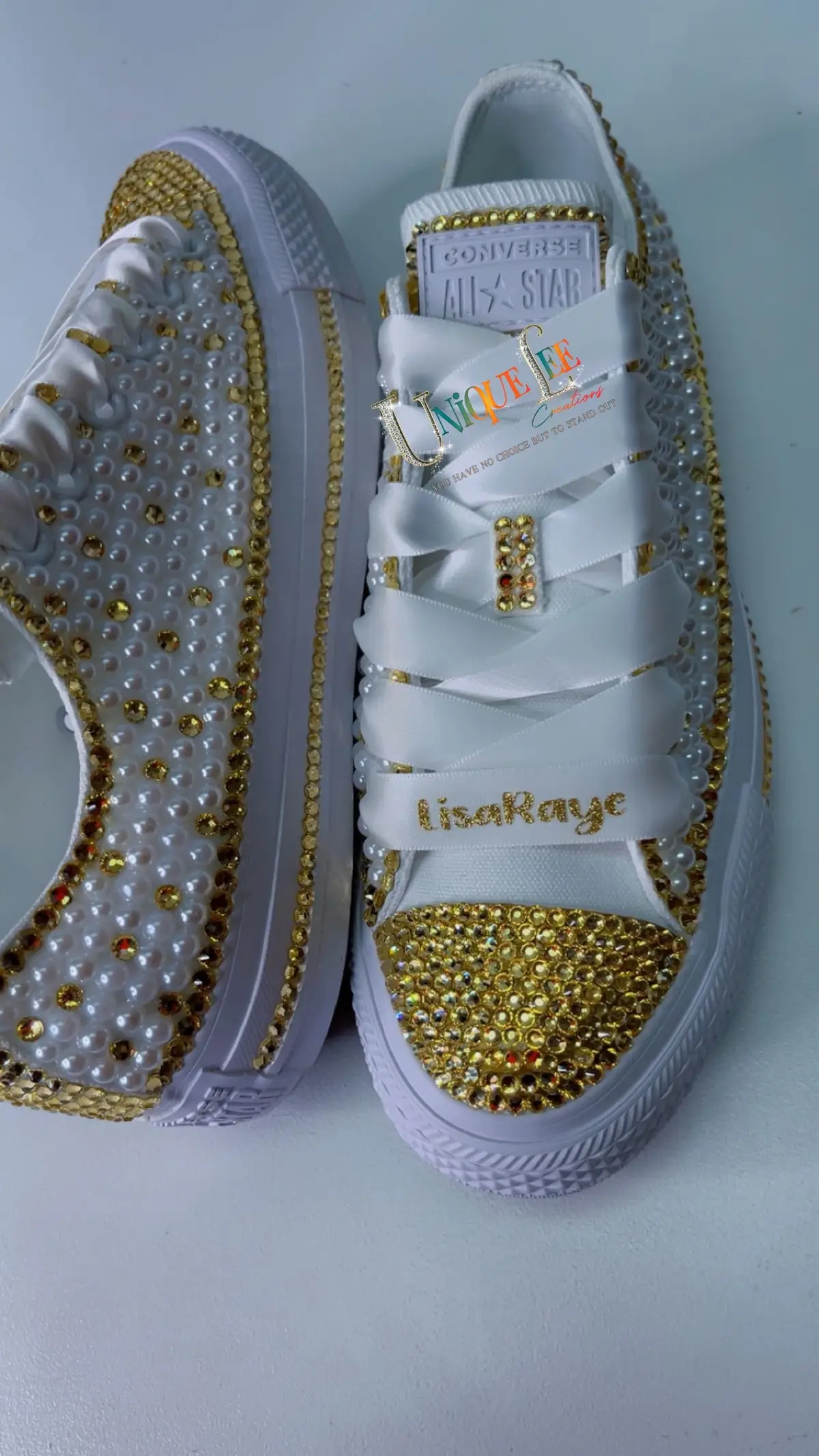 Never stop showing up for you and giving everything your all. You never know who will need your services and or products. Make yourself post 2-3 times a day minimum. See what happens!   #customblingshoes #celebrityshoes #lisaraye 