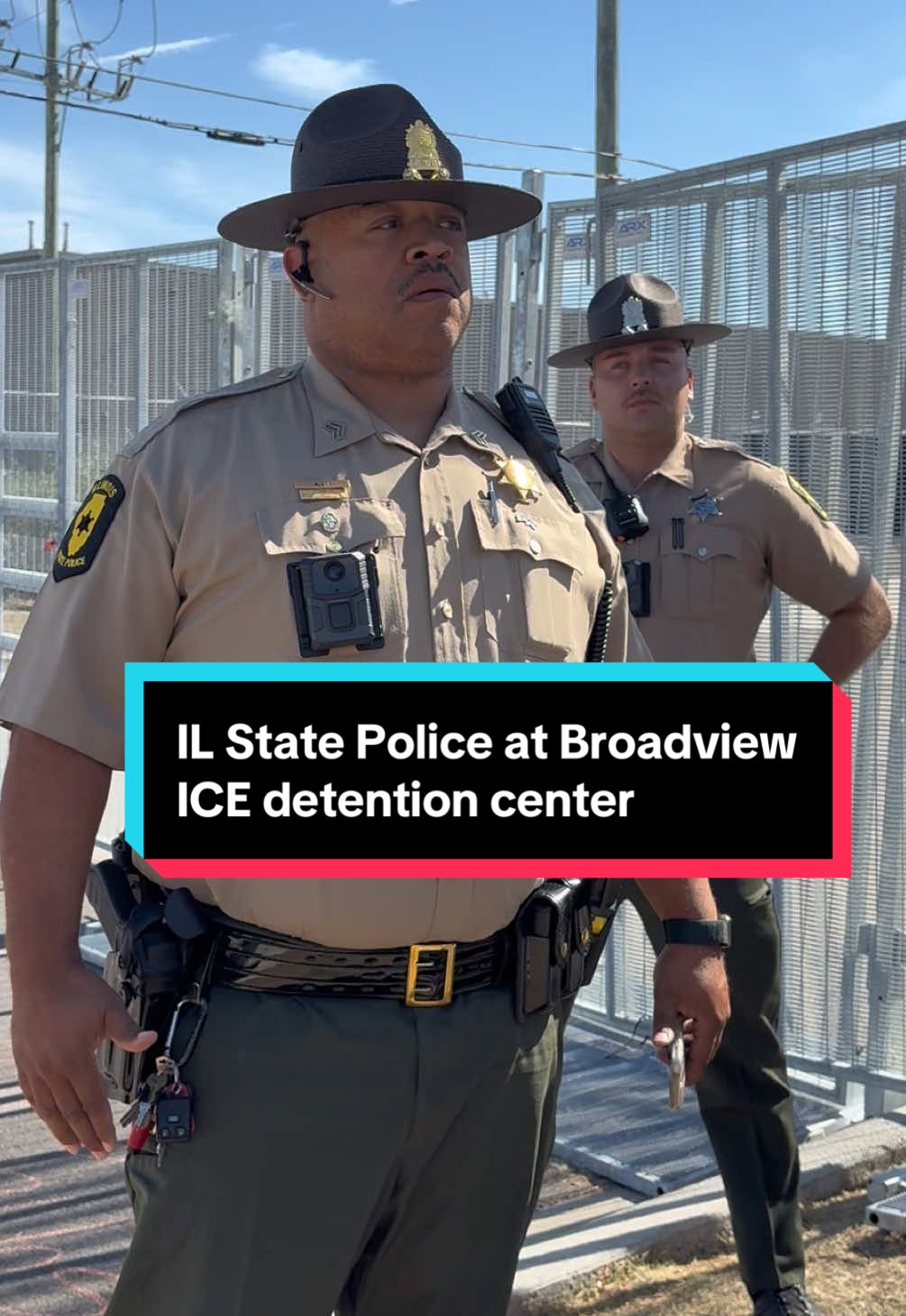 IL State Police are now assisting ICE in denying US citizens of our first amendment rights at the Broadview ICE detention center. Also, only 3 of the 4 state troopers speaking to us gave us their name and badge numbers. #chicago #ICE #broadview #righttoprotest #freespeechmatters 