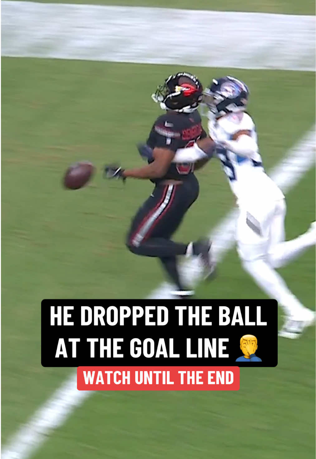 Cardinals RB Emari Demercado’s 72-yard touchdown was overturned after the replay review revealed that he dropped the ball at the goal line. 😬 (🎥: @NFL)