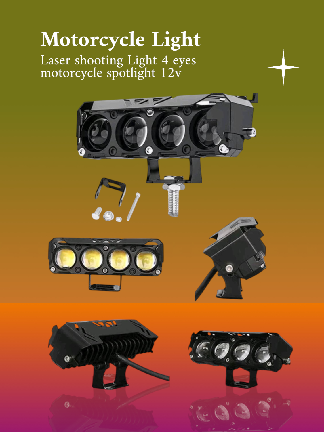 Laser Shooting Light 4 Eyes Motorcycle Spotlight 12v #light #lights #motorcyclelight #motorcycleaccessories #minidrivinglight 