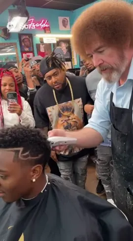 Bob Ross at it again. #bobross #barbershop #fadehaircut #silly #haircut 