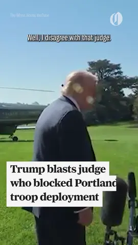 President Donald Trump on Sunday blasted a federal judge who blocked his deployment of Oregon National Guard troops, while repeatedly referring to her as a man. Trump appointed U.S. District Judge Karin J. Immergut, who on Saturday rejected the federal government’s assertion that Portland faced a “danger of rebellion” and that “regular forces” were unable to execute federal law. Speaking outside the White House, Trump said Immergut “ought to be ashamed of himself.” Read more at the link in our bio. #presidenttrump #federaltroops #portland #portlandoregon #judge #judgeblocks #theoregonian