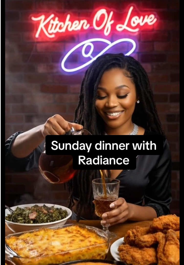 Mac & cheese, greens, cornbread, fried chicken and a cold glass of tea‼️ SUNDAY DINNER with Radiance. #sundaydinner #food #Foodie #Radiance