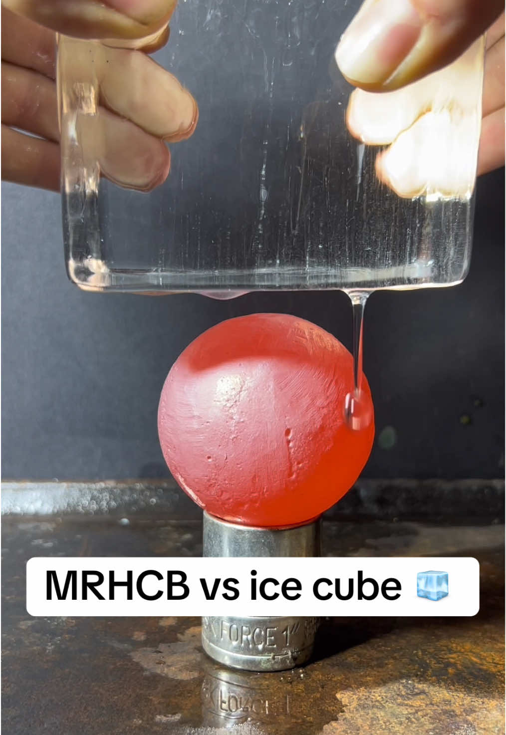 MRHCB vs ice cube 🧊 #Satisfying #Experiment #Ice #MRHCB 