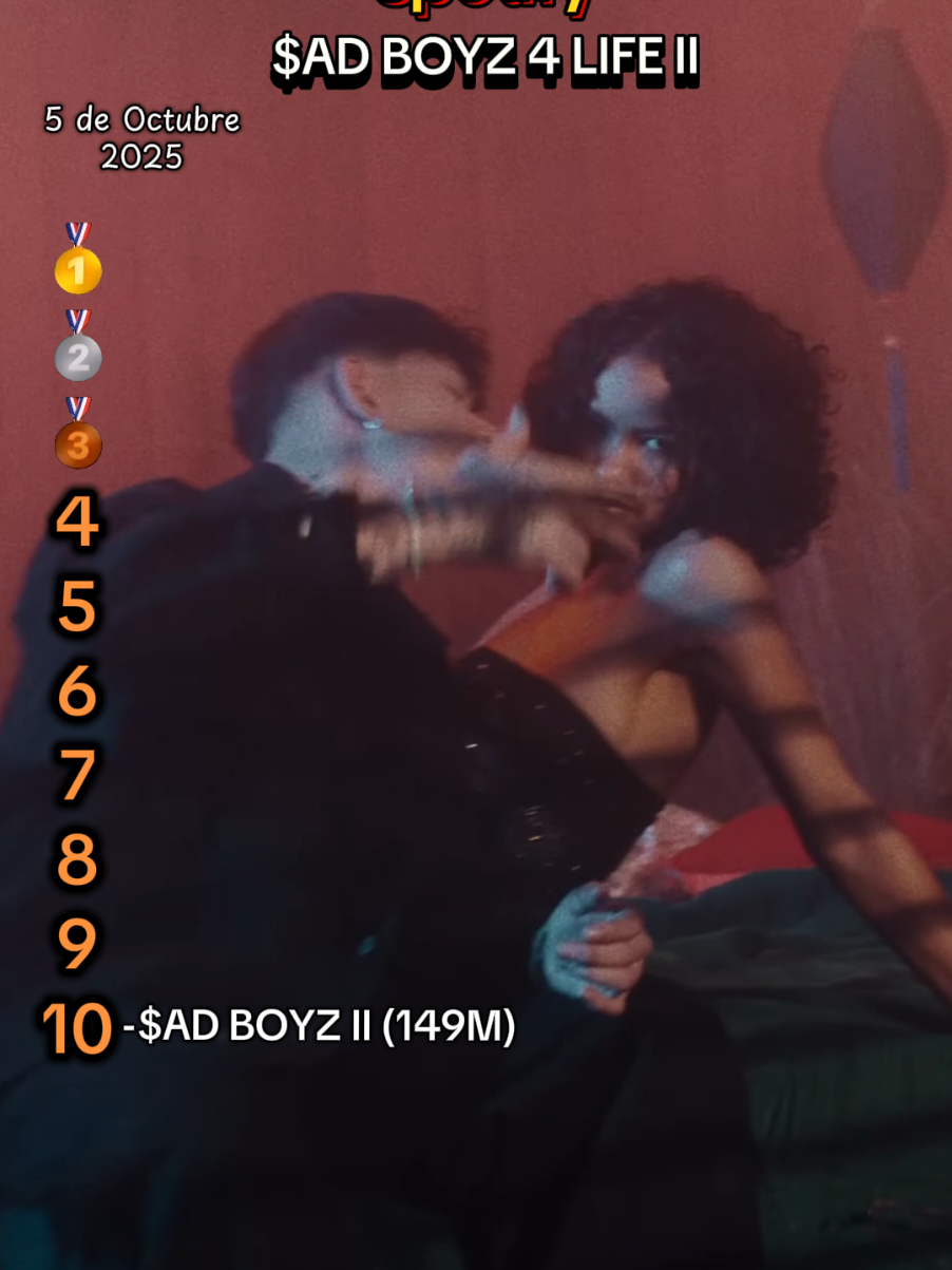 TOP 10 De $AD BOY 4 LIFE II Depues de 2 años de Lanzamiento. 5 de Octubre del 2025 #juniorh #sadboys #melancolia 