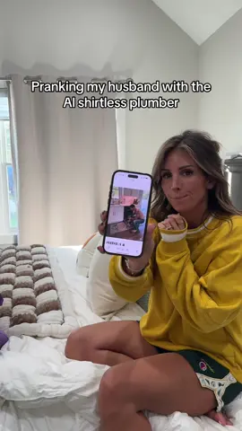 Hell never wait to fix something again 🤣Pranking my husband with the ai shirtless plumber... creepy how real it looks!! #daveandjanie #homelessman #aihomelessmanprank #ai #fypシ゚viral 