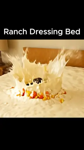ASMR relaxing man jumping into a Ranch Dressing Bed 🍴 Follow us for more videos like this #viral #ai #fyp #satisfying #asmr