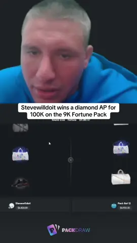 Stevewilldoit wins a diamond AP for 100K on the 9K Fortune Pack #kickstreaming 