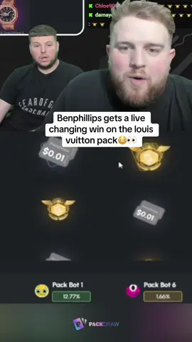 Benphillips gets a live changing win on the louis vuitton pack😳👀 #kickstreaming 