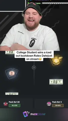 College Student wins a iced out bustdown Rolex Datejust on stream😳 #kickstreaming 