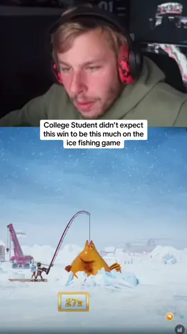 College Student didn’t expect this win to be this much on the ice fishing game #kickstreaming 