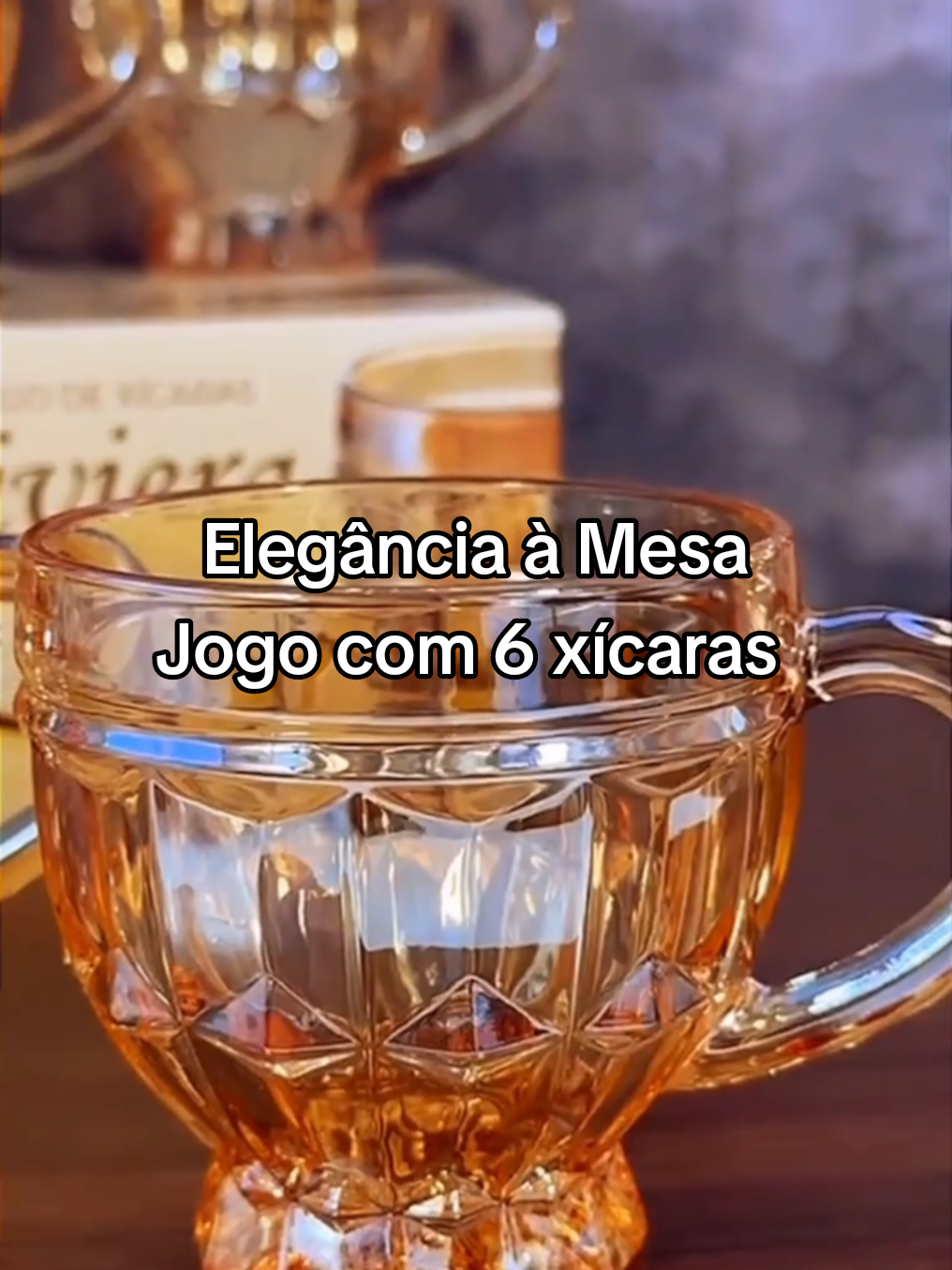Elegância à mesa: Jogo com 6 Xícaras Riviera em Vidro Âmbar — Luxo, Brilho e Sofisticação em Cada Detalhe!