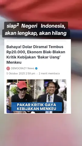 Rhenald Kasali, ia menyoroti langkah-langkah yang dinilai kontradiktif dan berpotensi membawa ekonomi Indonesia ke situasi berbahaya. Salah satu peringatan paling serius dari Latuhihin adalah potensi nilai tukar Rupiah yang bisa anjlok hingga menembus level psikologis Rp20.000 per dolar AS. Menurutnya, ini bukan lagi sekadar spekulasi liar, melainkan konsekuensi logis dari kebijakan yang keliru. “Bukan tidak mungkin loh dolar ke Rp20.000. Saya bukan nakut-nakutin, ini logikanya,” ujarnya. Logika yang ia maksud merujuk pada keputusan menaikkan bunga deposito dolar di bank Himbara, yang menurutnya justru memicu capital flight atau pelarian modal. “Ini bukan soal tempatnya dibawa ke luar negeri, tetapi adalah beralih dari rupiah ke dolar. Itu capital flight, orang exit dari rupiah,” jelasnya. Seharusnya, pemerintah menaikkan bunga deposito Rupiah untuk menjaga daya tariknya.