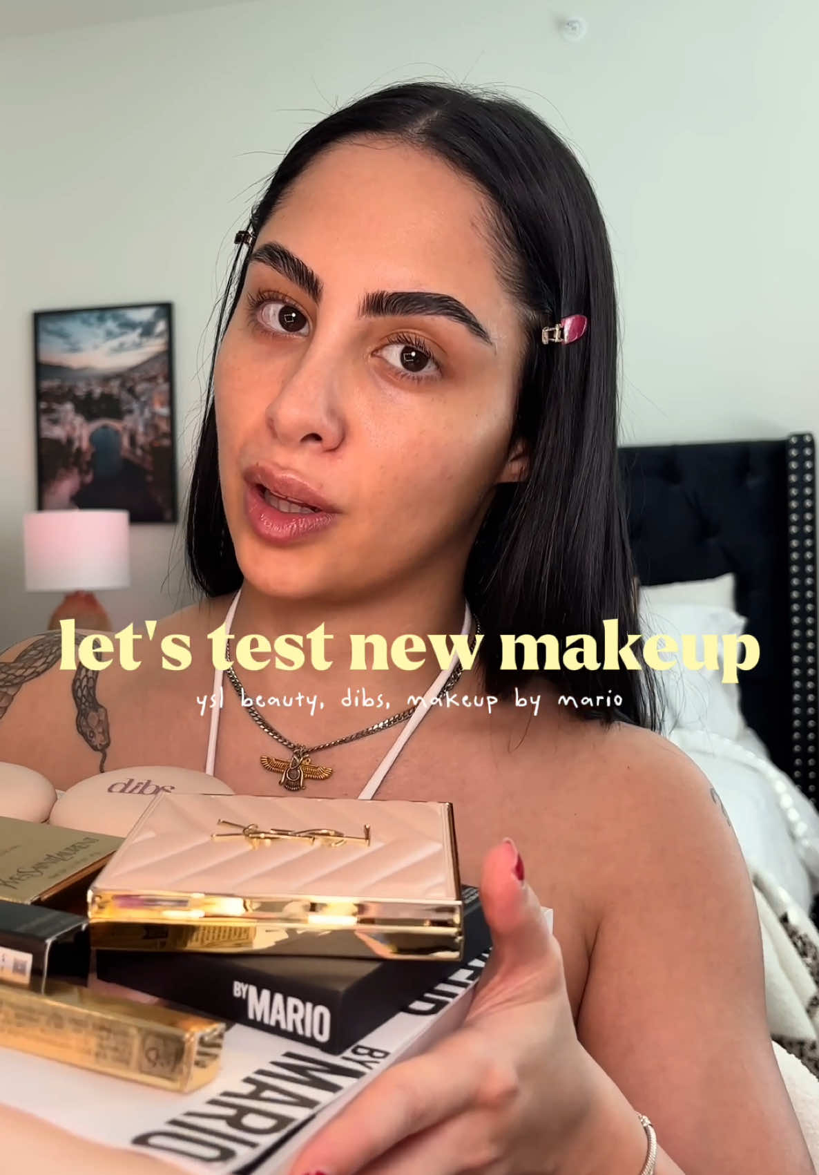 Let’s test out some new makeup launches 💕💄💋  @makeupbymario Surreal Skin Foundation, F1 brush, Master Pro Puff @YSL Beauty Couture Face Palette, Mini Clutch eyeshadow palette, Lash Clash mascara, Lines Liberated eyeliner, Candy Glaze Loveshine lipstick @DIBSBEAUTY lovebeam setting powder #makeup #makeupreview #review 