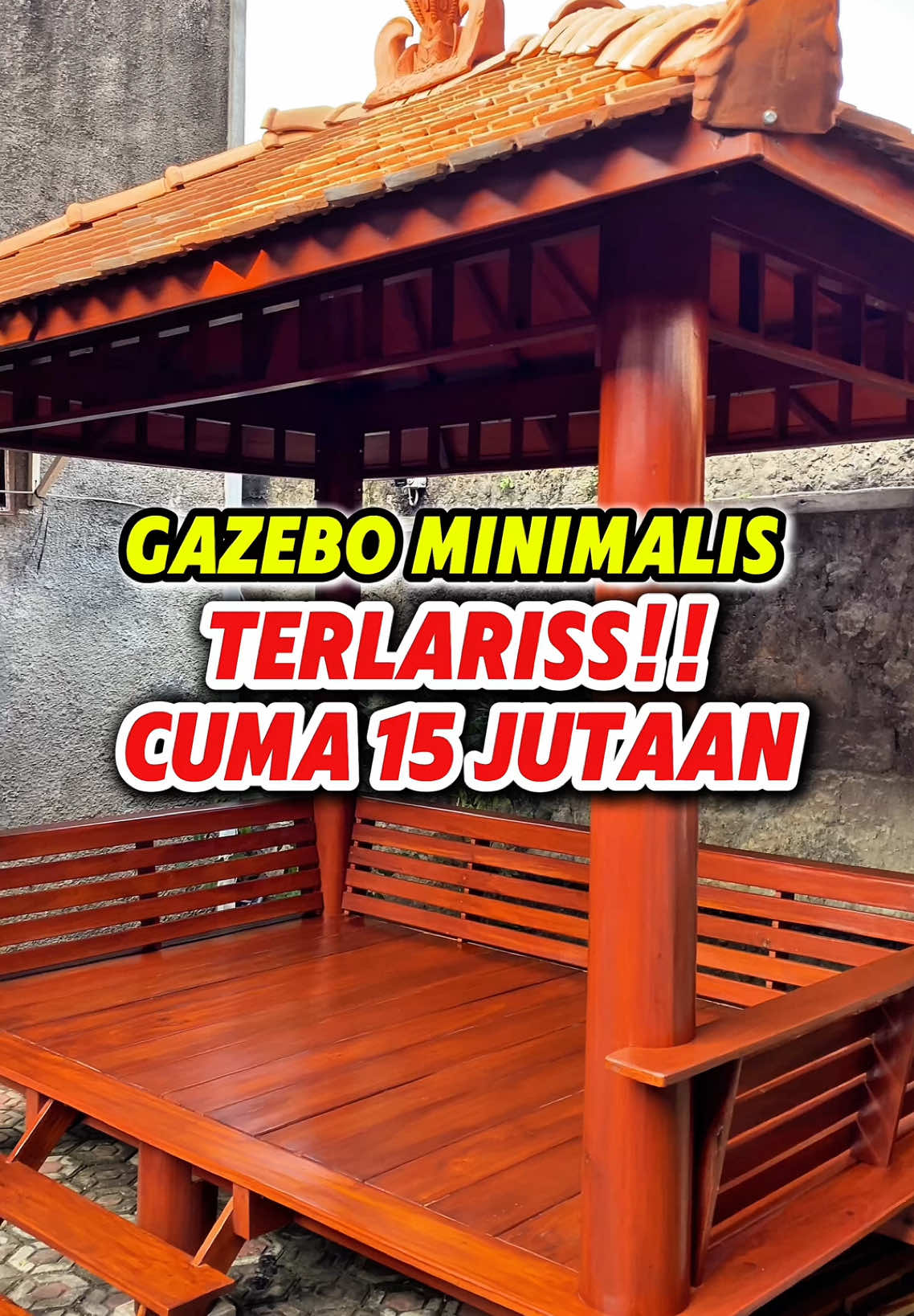Gazebo Minimalis Terlaris Cuma 15 Jutaan Aja, Yuk Order Sekarang Hubungi Kontak 082-131-499-799 #gazebominimalis #gazebokayuminimalis #gazebotaman #gazebomodern #hasnafurniture 