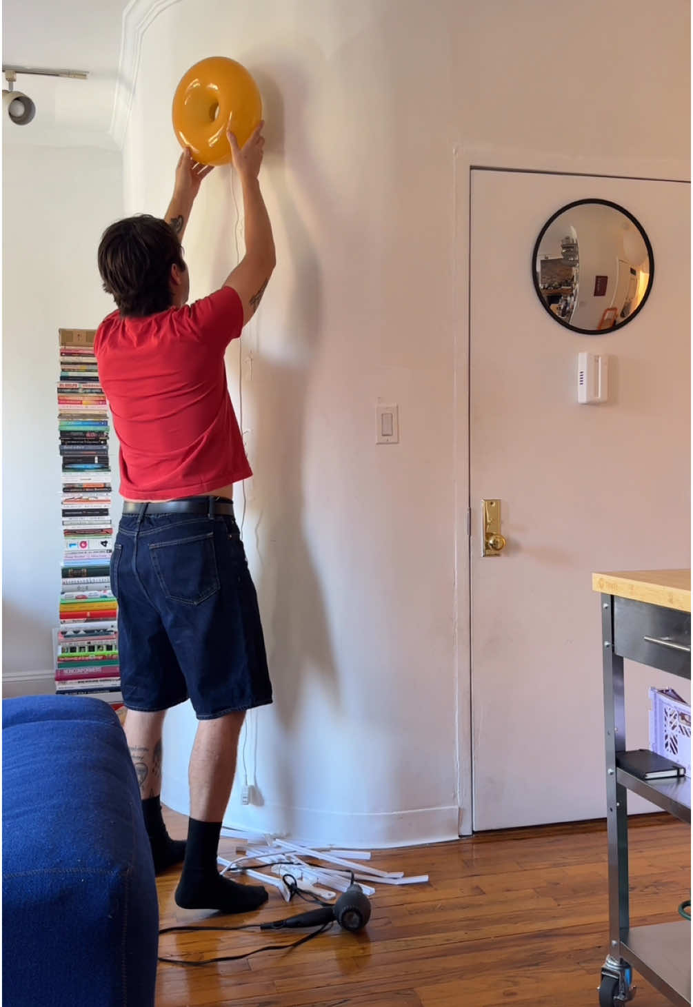 Replying to @Barry Beasley  Who knew adhesive tape could be this strong? Looks like I’ll be patching the wall before the next donut lamp installment. What do we think now? #ikea #homedecor #interior #Home #homedesign #DIY #diyproject 