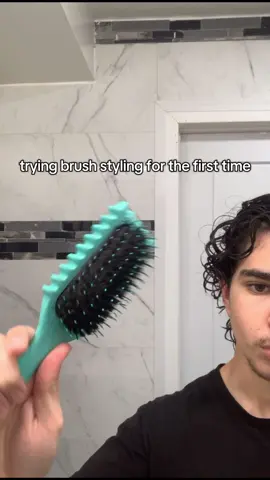 trying brush styling  @BASED  #curls #fyp #waves #wavyhair #curlyhairtutorial 