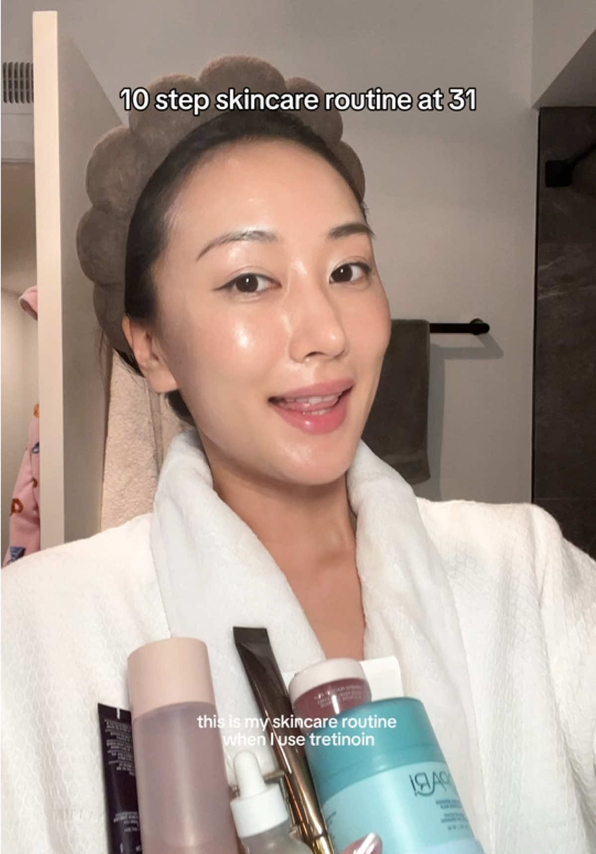 My tretinoin skincare routine :) Im currently testing out my new skincare additions kopari, dior, and skinceuticals. So far I do like them. The rest are my usual staples. @Kopari Beauty cleansing balm @chanel.beauty camelia cleanser  @107Beauty toner  @Diorbeauty la micro-huile de rose serum  @SkinCeuticals age interrupter serum Tretinoin (rx but retinol/retinal works) @Dr.REJU-ALL Store US pdrn cream  @Caudalie premier cru eye cream @iUNIK barrier cream  @Tatcha US lip mask