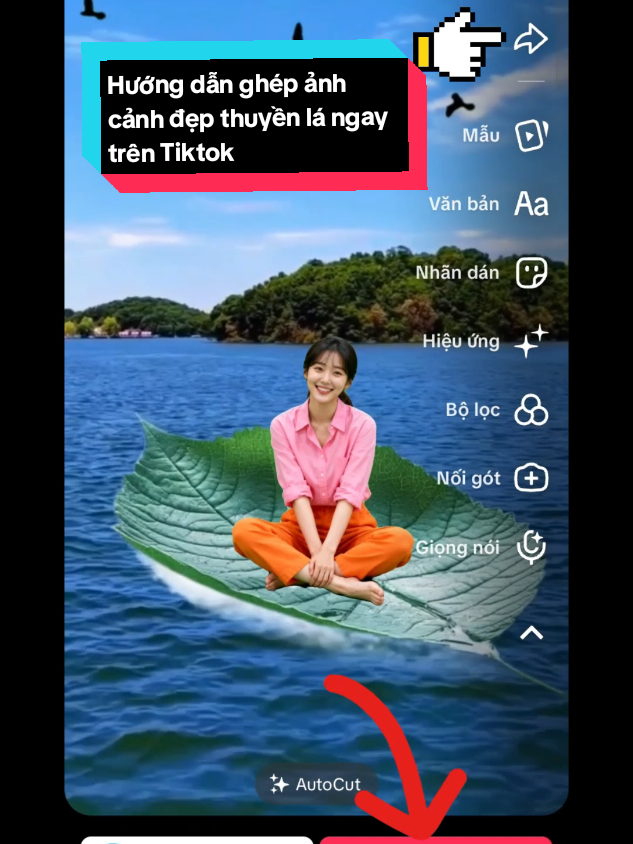 Hướng dẫn ghép ảnh cảnh đẹp thuyền lá ngay trên Tiktok #xuhuong #tutorial #canhdep #ghepanh #edit 