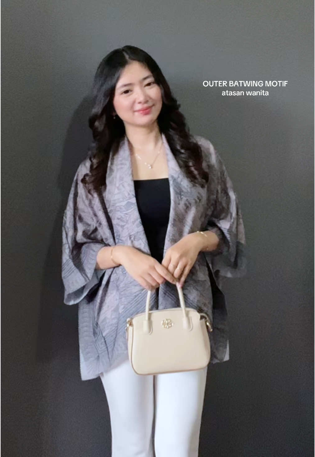 OOTD sat set pake Outer wanita batwing motif bahan scarf voal 🤎🪞✨ #outerwanita #outerbatwing #outermotif #atasanwanita #outfitideas  