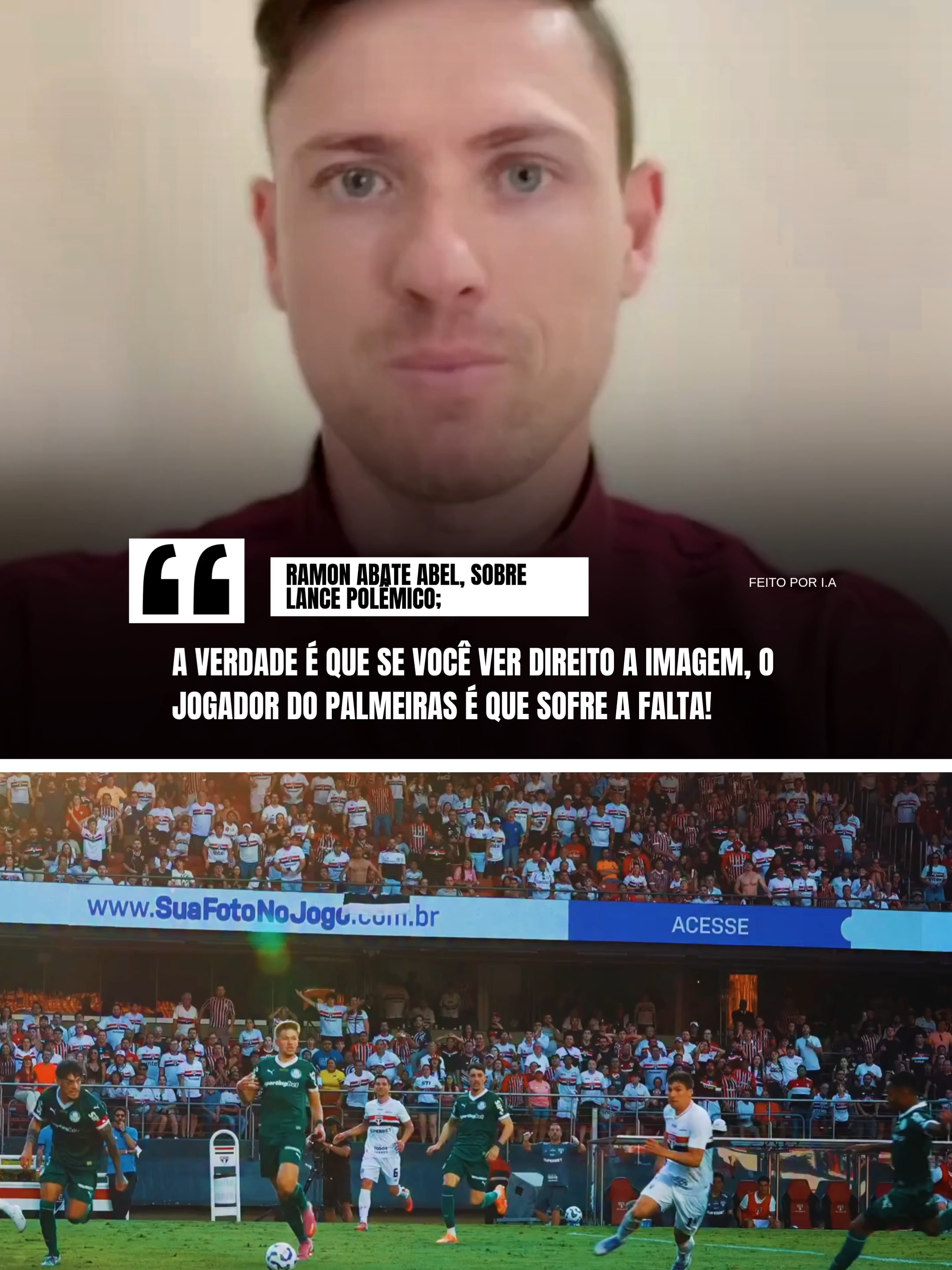 O que acharam desse lance ? 🤔🤣 #ia #inteligenciaartificial #sāopaulo #palmeiras #choquerei #brasileirao #palxsao