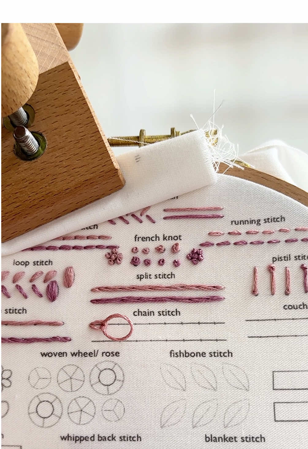 How to do a chain stitch ✨ — Learn basic embroidery stitches 9/20. Pattern available on my Etsy (https://luneandher.etsy.com) 🎀 #handembroidery #embroiderytutorial 
