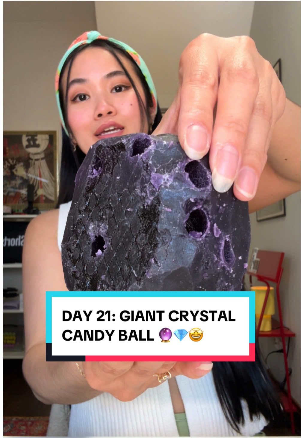 Replying to @Aloevera🇵🇭🌸 ITS DAY 21!! 💎🔮🤩 DIY giant crystal candy #ube #crystalcandy #crystalball #asmr #agar