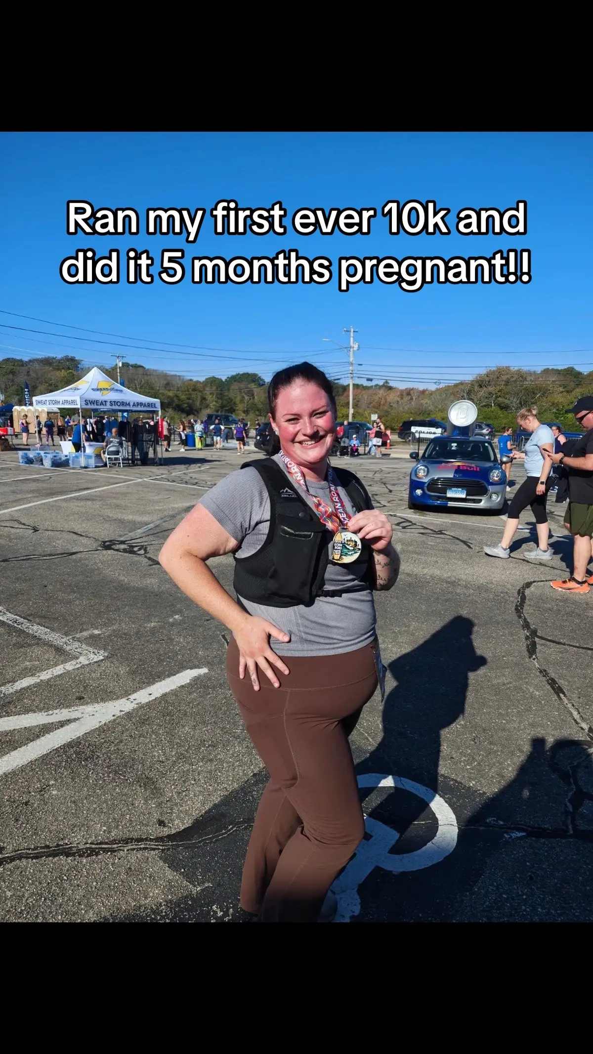 I lost almost 80 pounds this past year before getting pregnant. Ran my first 10k in April after starting running for the first time in my life in December. Ran my 2nd 5k in June, was actually 3 weeks pregnant when I ran it and had no idea🤣 found out 3 days after that race I was preggo lol. I had already signed up for this 10k at that point. At first I planned on running it despite being pregnant but then I got very sick throughout my first trimester and being of 2nd trimester. A miracle happened and I started to feel better and get some energy back around week 18 and I became determined again to run this 10k. Ran it at 21 weeks pregnant🎉🎉 #first10k #Running #pregnant #runningwhilepregnant 