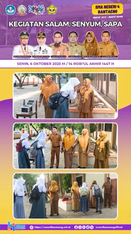 Kegiatan 3 S Salam, Senyum, Sapa Senin, 6 Oktober 2025 