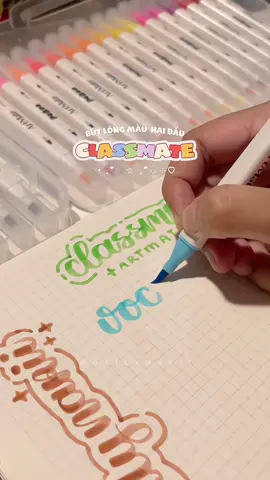 Bút lông màu hai đầu dùng thích lắm 😋 #studytok #butlongmau #penpaper #classmate #stationery 