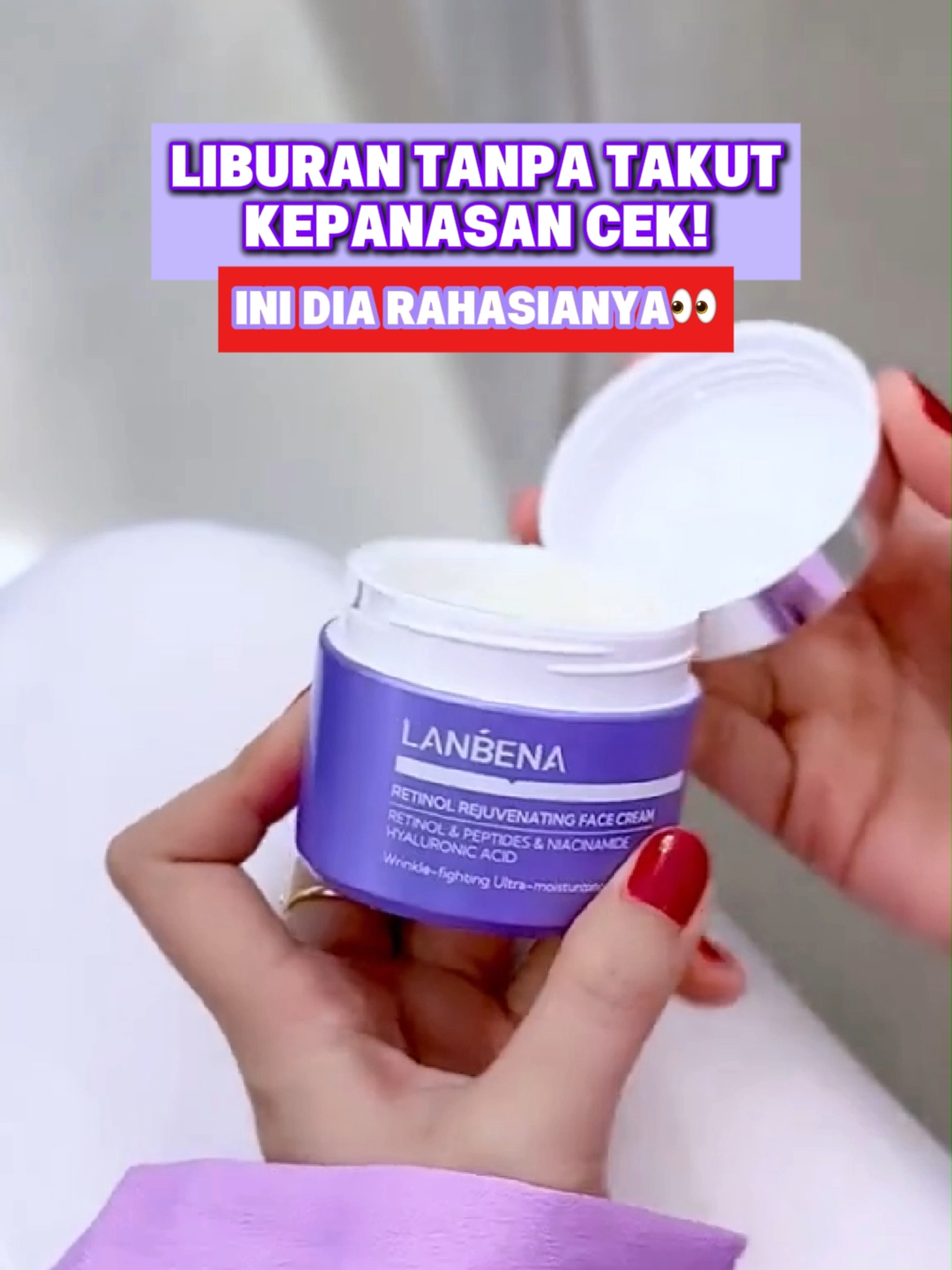 Moisturizer ini kandungannya bagus banget untuk mengatasi permasalahan kulit kamu. Mumpung lagi ada diskon yuk checkout sekarang! 💜🎉 #lanbena #lanbenaskincare #lanbenaproducts #skincareroutine #skincaretips #moisturizer #retinol #produkviral #trending #210