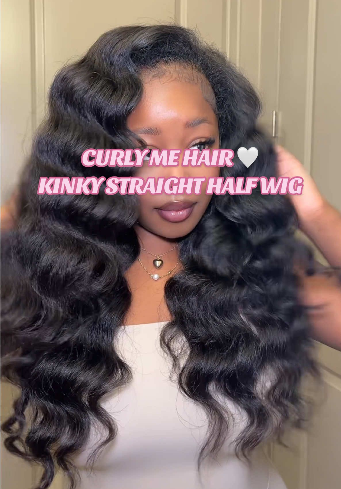 @CurlyMe Hair Kinky Straight Half Wig ❤️✨ Flexi rod curls. 3 second install 💕 #halfwig #kinkystraight #flexirods #flexirodcurls #fyp 
