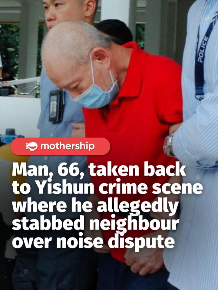 Koh Ah Hwee, the 66-year-old man accused of murdering his neighbour over a noise dispute, was brought back to the scene of the crime in Yishun on Oct. 6. Koh is accused of murdering 30-year-old Nguyen Phuong Tra, a Vietnamese woman, by stabbing her in the chest during an altercation that occurred on the morning of Sep. 24. #tiktoksg #fyp #sgnews