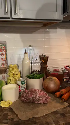 part one of my fall soup series: today’s soup is creamy sausage tortellini🍁 #soupseason #tortellinisoup #fallrecipes #souprecipe #fy 