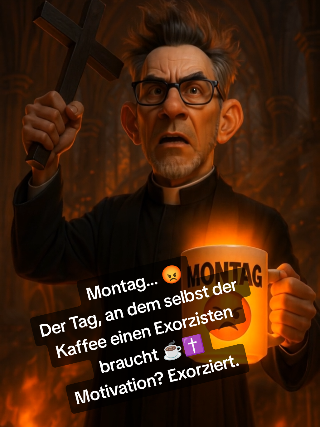 Montag… der Moment, in dem selbst der Kaffee einen Exorzisten braucht 😤✝️☕️ Hier wird nicht motiviert – hier wird gekämpft! 🔥 Montag, verschwinde aus meinem Leben! 😂 #ZieglerDigital #KaffeeLover #montag  #FürDich #fyp 