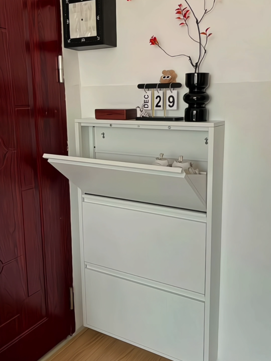 Replying to @ahyancarl  12.2 cm Thin Shoe Cabinet ☑Minimalist & Aesthetic ☑Sturdy ☑Space saving #smartliving #shoeorganizer #homeorganization #spacesaver #shoecabinet 