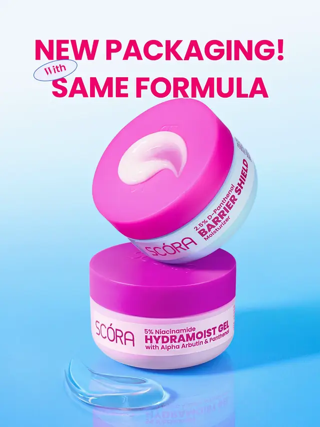 NEW LOOK, same perfect formula 💖 SCORA moisturizer kini tampil dengan kemasan baru yang lebih fresh & colorful, tapi formulanya tetep juara~ ✨ Hydramoist Gel buat kulit cerah & lembap 🩵 Barrier Shield buat kulit sensitif & kering Which one’s your go-to, Scorians?💗💙 #Scora #yourglowupbestie 