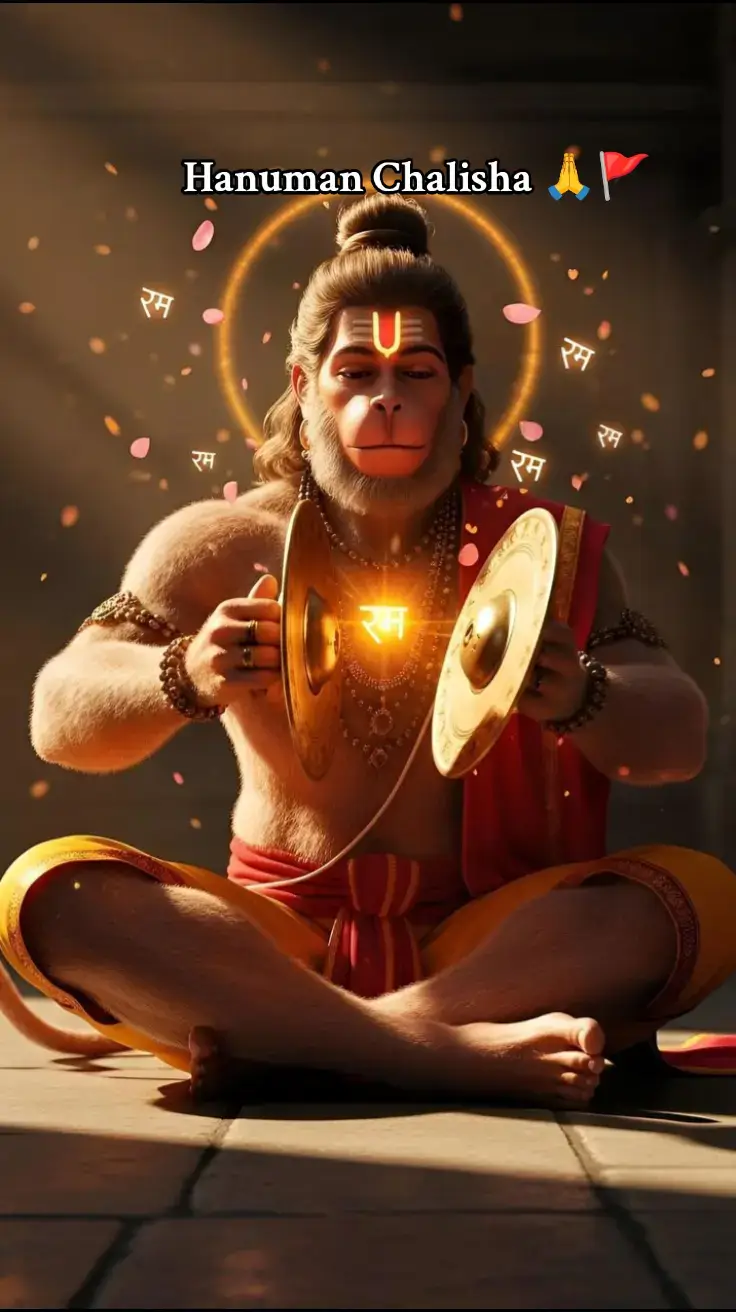 जय हनुमान ज्ञान गुन सागर। जय कपीस तिहुं लोक उजागर।।   रामदूत अतुलित बल धामा। अंजनि-पुत्र पवनसुत नामा।।   महाबीर बिक्रम बजरंगी। कुमति निवार सुमति के संगी।।   कंचन बरन बिराज सुबेसा। कानन कुंडल कुंचित केसा।।   हाथ बज्र औ ध्वजा बिराजै। कांधे मूंज जनेऊ साजै।   संकर सुवन केसरीनंदन। तेज प्रताप महा जग बन्दन।।   विद्यावान गुनी अति चातुर। राम काज करिबे को आतुर।।   प्रभु चरित्र सुनिबे को रसिया। राम लखन सीता मन बसिया।।   सूक्ष्म रूप धरि सियहिं दिखावा। बिकट रूप धरि लंक जरावा।।   भीम रूप धरि असुर संहारे। रामचंद्र के काज संवारे।।   लाय सजीवन लखन जियाये। श्रीरघुबीर हरषि उर लाये।।   रघुपति कीन्ही बहुत बड़ाई। तुम मम प्रिय भरतहि सम भाई।।   सहस बदन तुम्हरो जस गावैं। अस कहि श्रीपति कंठ लगावैं।।   सनकादिक ब्रह्मादि मुनीसा। नारद सारद सहित अहीसा।।   जम कुबेर दिगपाल जहां ते। कबि कोबिद कहि सके कहां ते।।   तुम उपकार सुग्रीवहिं कीन्हा। राम मिलाय राज पद दीन्हा।।   तुम्हरो मंत्र बिभीषन माना। लंकेस्वर भए सब जग जाना।।   जुग सहस्र जोजन पर भानू। लील्यो ताहि मधुर फल जानू।।   प्रभु मुद्रिका मेलि मुख माहीं। जलधि लांघि गये अचरज नाहीं।।   दुर्गम काज जगत के जेते। सुगम अनुग्रह तुम्हरे तेते।।   राम दुआरे तुम रखवारे। होत न आज्ञा बिनु पैसारे।।   सब सुख लहै तुम्हारी सरना। तुम रक्षक काहू को डर ना।।   आपन तेज सम्हारो आपै। तीनों लोक हांक तें कांपै।।   भूत पिसाच निकट नहिं आवै। महाबीर जब नाम सुनावै।।   नासै रोग हरै सब पीरा। जपत निरंतर हनुमत बीरा।।   संकट तें हनुमान छुड़ावै। मन क्रम बचन ध्यान जो लावै।।   सब पर राम तपस्वी राजा। तिन के काज सकल तुम साजा।   और मनोरथ जो कोई लावै। सोइ अमित जीवन फल पावै।।   चारों जुग परताप तुम्हारा। है परसिद्ध जगत उजियारा।।   साधु-संत के तुम रखवारे। असुर निकंदन राम दुलारे।।   अष्ट सिद्धि नौ निधि के दाता। अस बर दीन जानकी माता।।   राम रसायन तुम्हरे पासा। सदा रहो रघुपति के दासा।।   तुम्हरे भजन राम को पावै। जनम-जनम के दुख बिसरावै।।   अन्तकाल रघुबर पुर जाई। जहां जन्म हरि-भक्त कहाई।।   और देवता चित्त न धरई। हनुमत सेइ सर्ब सुख करई।।   संकट कटै मिटै सब पीरा। जो सुमिरै हनुमत बलबीरा।।   जै जै जै हनुमान गोसाईं। कृपा करहु गुरुदेव की नाईं।।   जो सत बार पाठ कर कोई। छूटहि बंदि महा सुख होई।।   जो यह पढ़ै हनुमान चालीसा। होय सिद्धि साखी गौरीसा।।   तुलसीदास सदा हरि चेरा। कीजै नाथ हृदय मंह डेरा।।  दोहा :   पवन तनय संकट हरन, मंगल मूरति रूप। राम लखन सीता सहित, हृदय बसहु सुर भूप।।  #god #jaybajarangbali #jayhanuman #hanumanchalisha #jayshreeram 