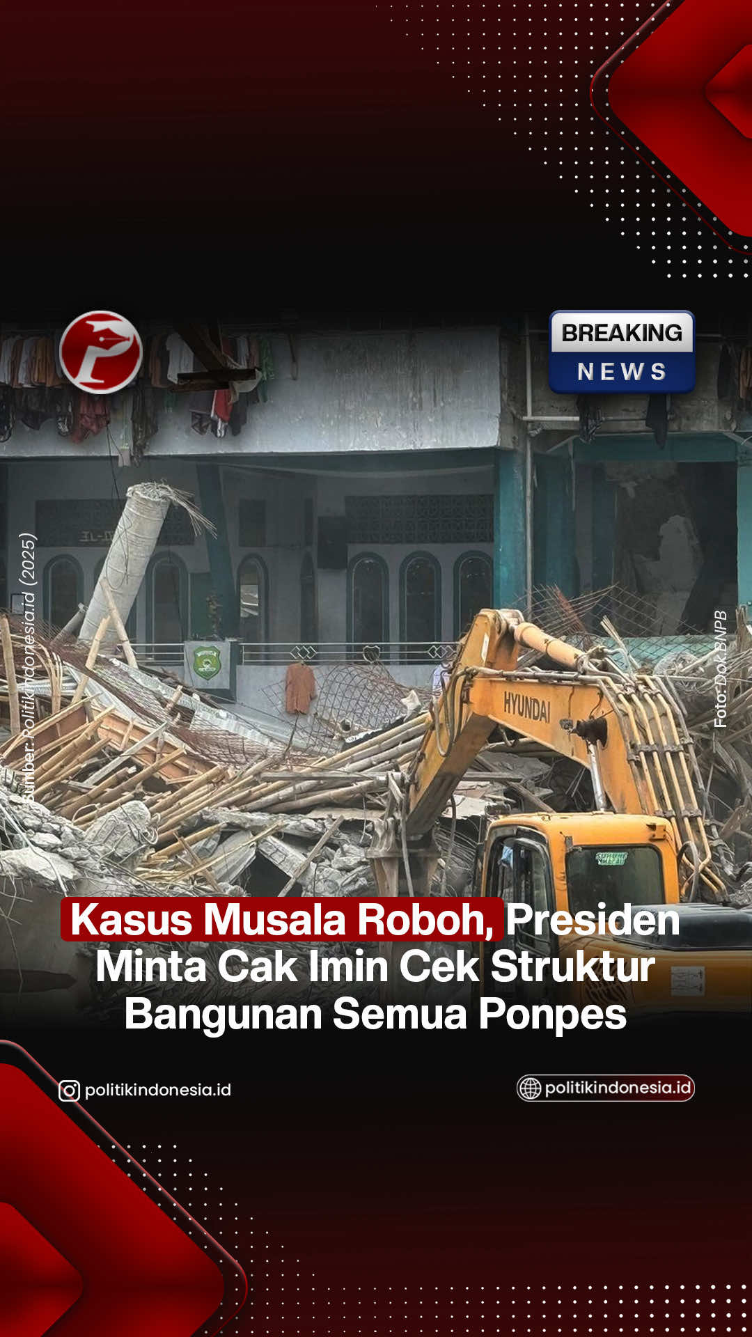 Menteri Koordinator Bidang Pemberdayaan Masyarakat Muhaimin Iskandar (Cak Imin) diperintahkan Presiden Prabowo Subianto untuk memeriksa dan memperbaiki semua pondok pesantren (ponpes) resmi.   Perintah ini disampaikan Prabowo saat memanggil sejumlah menteri ke kediaman pribadinya di Jalan Kertanegara, Jakarta, Minggu (5/10/2025) malam, untuk membahas perkembangan berbagai program pemerintah.   