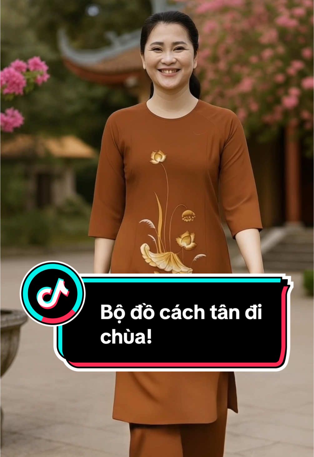 Bộ đồ cách tân đi chùa, áo dài thêu hoa sen #thoitrangbonmua #xuhuong 
