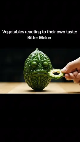 Bitter Melon reacting to his own taste 😂😂 #fyp #ai #vegetables #cute #asmr 