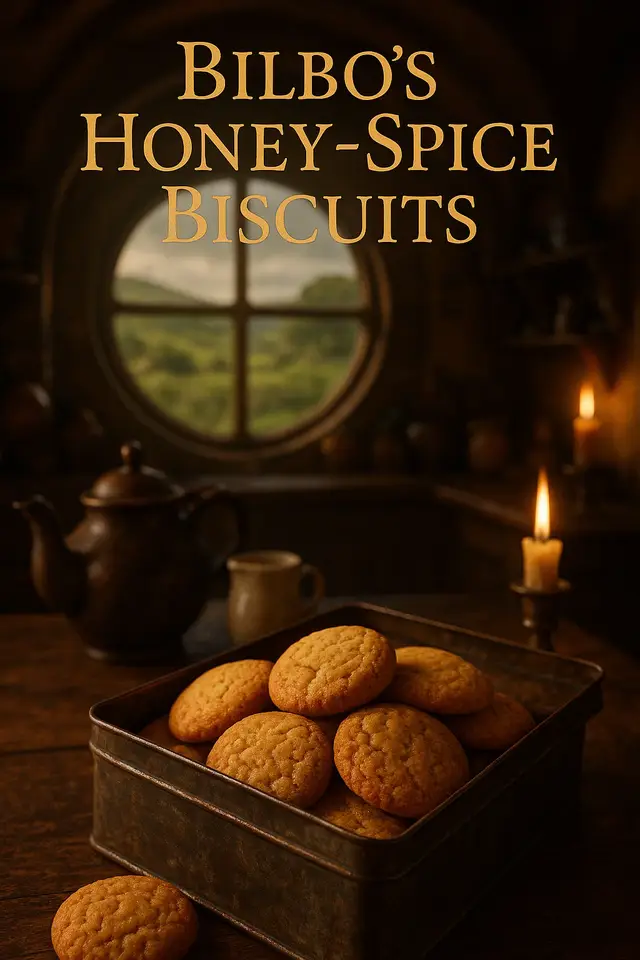 ✨ Ingredients (makes ~20 biscuits) 	•	🌾 All-purpose flour – 250 g 	•	🍯 Honey – 80 g 	•	🧈 Butter – 100 g, softened 	•	🥚 Egg – 1 	•	🥄 Baking powder – 1 tsp 	•	🥄 Ground cinnamon – 1 tsp 	•	🥄 Ground ginger – ½ tsp 	•	🧂 Pinch of salt 👩‍🍳 Step-by-Step Preparation 1️⃣ Cream the butter and honey 	•	Beat softened butter with honey until fluffy. 	•	Add the egg and mix well. 2️⃣ Add the dry ingredients 	•	Sift flour with baking powder, cinnamon, ginger, and salt. 	•	Fold into the wet mixture until smooth dough forms. 3️⃣ Shape the biscuits 	•	Roll small balls of dough, flatten slightly. 	•	Place on baking tray lined with parchment. 4️⃣ Bake 	•	Bake at 180 °C / 350 °F for 10–12 minutes, until golden at the edges. 5️⃣ Serve Hobbit-style 	•	Cool and store in a tin box — just like Bilbo would for visitors. 	•	Best enjoyed with a glass of milk or herbal tea. #lordoftherings #bilbo #hobbit #bilbobaggins #Recipe 