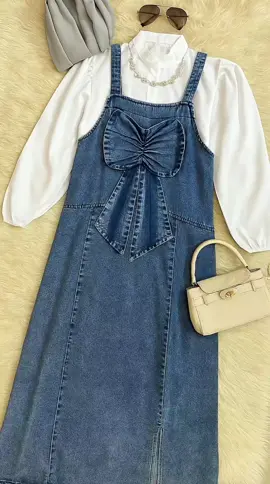 Zahra Overall Set Jeans Wanita dan Remaja Terbaru Viral Model Kekinian Cantik Nyaman Soft Denim Atasan Formal Baju Lembut Katun Dress Panjang Casual Muslim Gamis #gamis #denim #dress #promomakan1010 #jeans