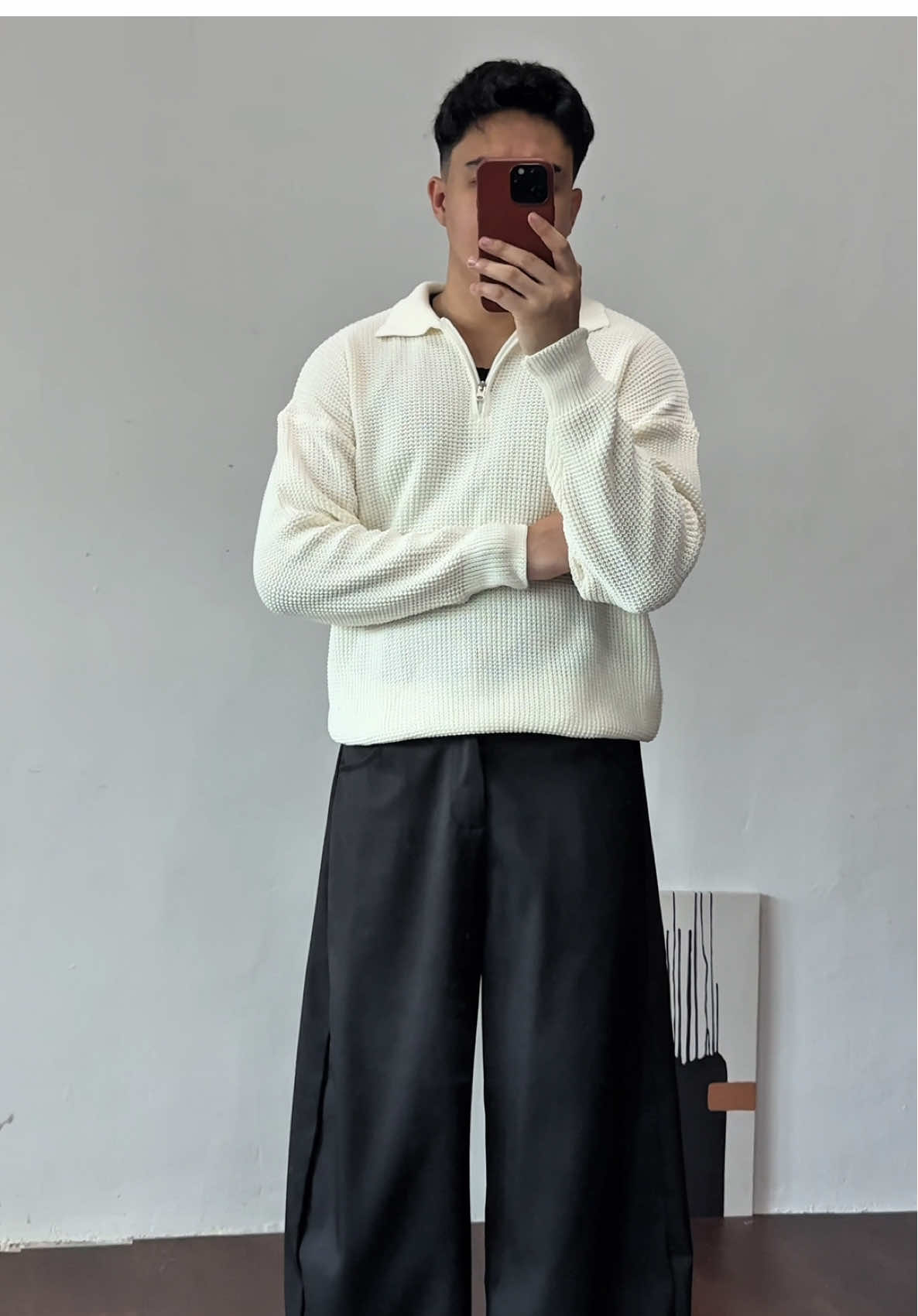 Half-Zip Knit Sweater #sweatermurah #knitsweater #mensweater #blacklover669 #menoutfitideas 