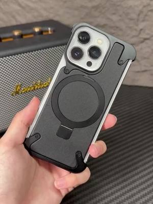 Luxury Genuine Leather Frameless Rotating Stand Phone Case