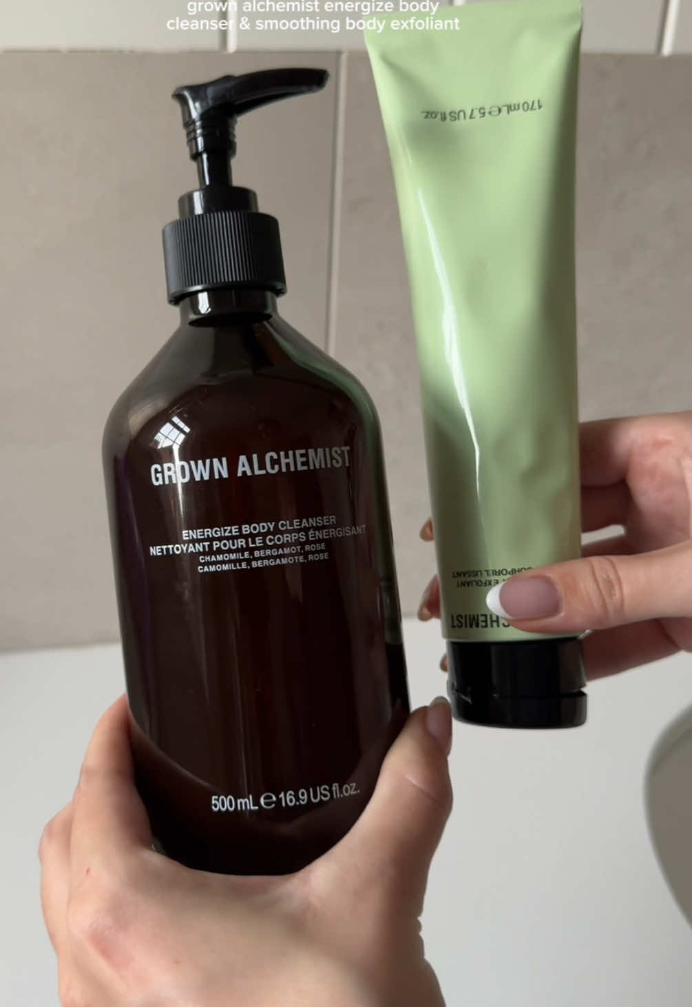 Unboxing & swatches of the Grown Alchemist energize body cleanser and smoothing body exfoliant ✨ @Grown Alchemist  I’ve really been enjoying the cleanser lately and find that black exfoliant so interesting 🤩 (Gifted)  #bodycare #grownalchemist #exfoliation #cleanser #bodyscrub 